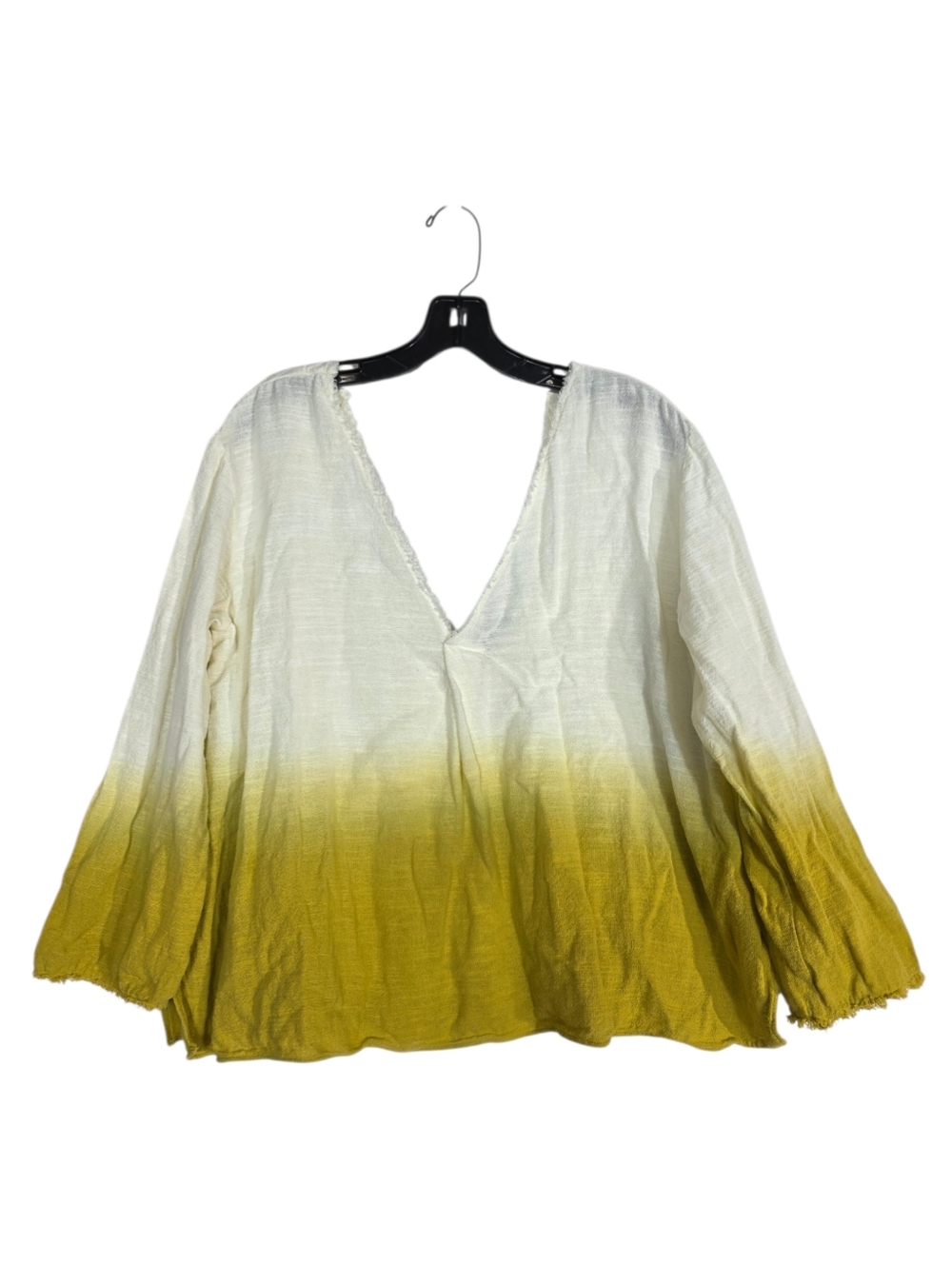 Massimo Dutti tie dye Gradient V-Neck Blouse distressed edges